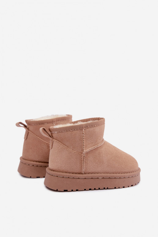 Sandfarbene Kinder-Schneestiefel mit Isolierung und Fell innen Mireya