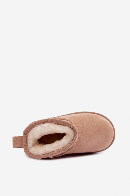 Sandfarbene Kinder-Schneestiefel mit Isolierung und Fell innen Mireya