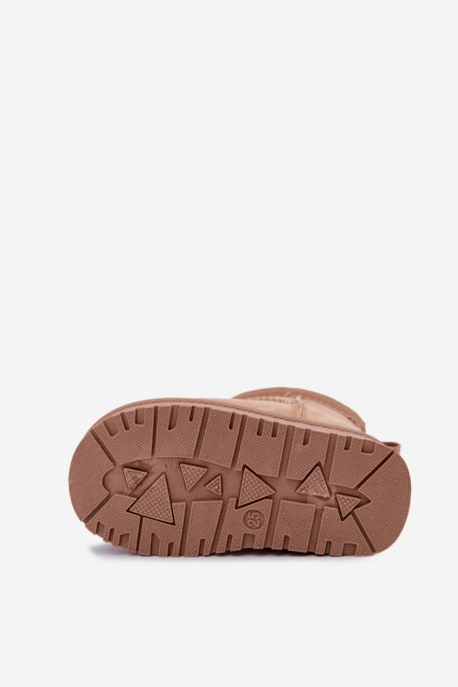 Sandfarbene Kinder-Schneestiefel mit Isolierung und Fell innen Mireya