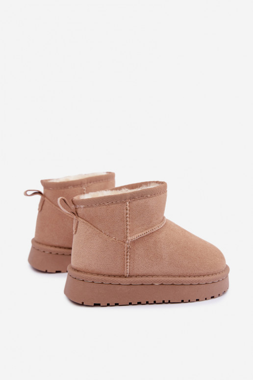 Sandfarbene Kinder-Schneestiefel mit Isolierung und Fell innen Mireya