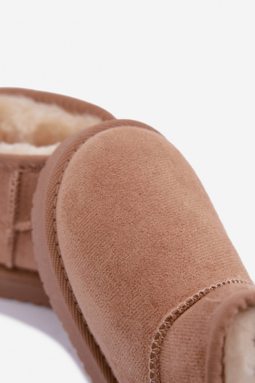 Sandfarbene Kinder-Schneestiefel mit Isolierung und Fell innen Mireya
