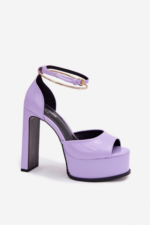 Lila Lacksandalen für Frauen mit Absätzen und Plateau Horvia