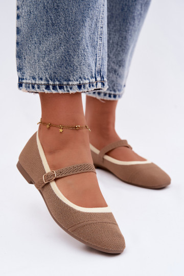 Braune Ballerinas aus Netzstoff Zelisa