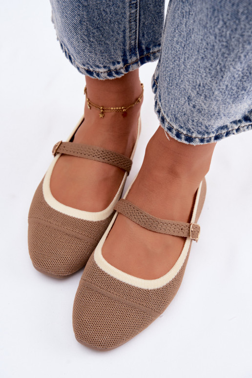 Braune Ballerinas aus Netzstoff Zelisa