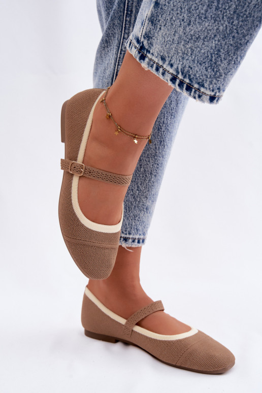 Braune Ballerinas aus Netzstoff Zelisa
