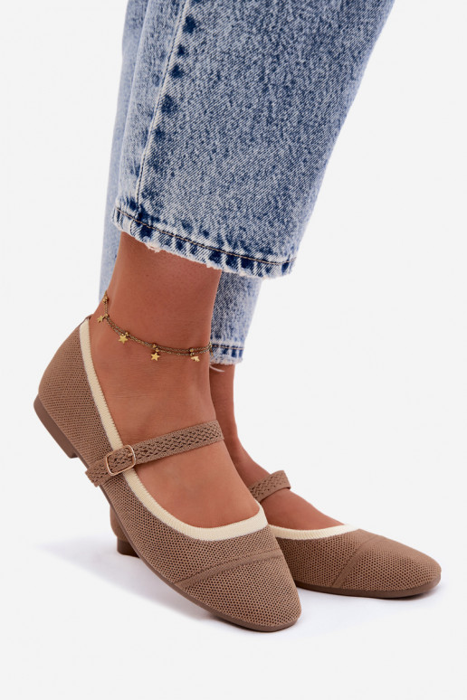 Braune Ballerinas aus Netzstoff Zelisa