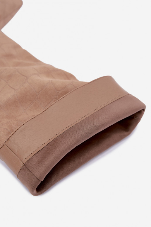 Sandfarbene Überknie-Stiefel zum Hineinschlüpfen mit geprägten Details und Absätzen Cazelle