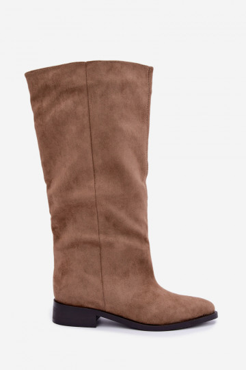 Slip-On hohe Stiefel mit breiten Absätzen in Sand Cadorine 2