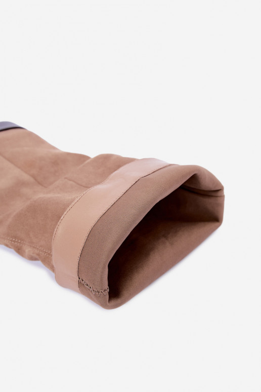 Slip-On hohe Stiefel mit breiten Absätzen in Sand Cadorine