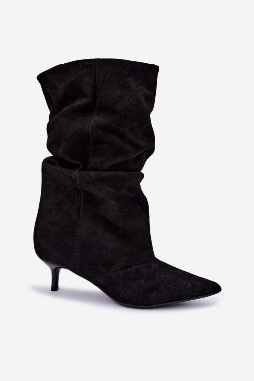 Slip-On Slouchy Stiefeletten mit Absätzen in Schwarz Falisette