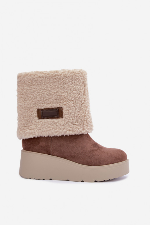 Schneestiefel mit Plattform und angenähtem Schaft in Sand Osvella