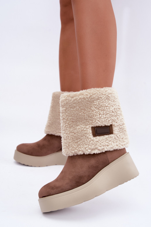 Schneestiefel mit Plattform und angenähtem Schaft in Sand Osvella