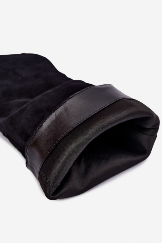 Slip-On hohe Stiefel aus Kunstwildleder mit Absätzen in Schwarz Pamelisse