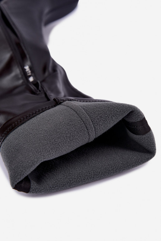 Damenstiefel bis zum Knie mit Plateau und Absätzen aus schwarzem Kunstleder Nesalie