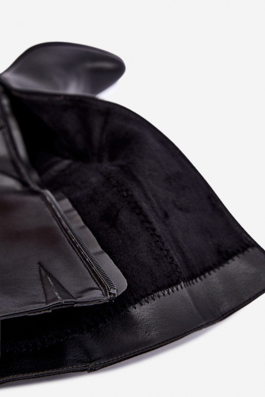 Damen gefütterte Stiefel bis zum Knie mit verzierten Absätzen in Schwarz Sergio Leone KZ-08