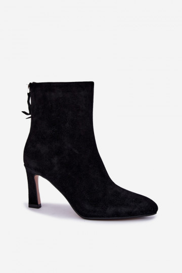Schwarze gefütterte Velourslederstiefel mit Absätzen Vinceza 67024