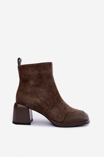 Chaki gefütterte Velourslederstiefel mit Absätzen Artiker 59C1297 2
