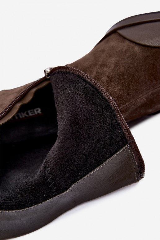 Chaki gefütterte Velourslederstiefel mit Absätzen Artiker 59C1297