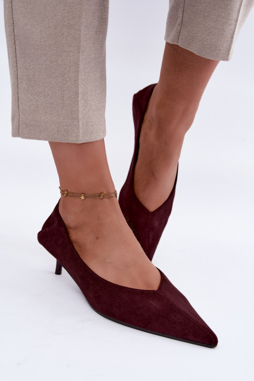 Schuhe mit niedrigem Absatz in bordeauxfarbener Farbe Joresta