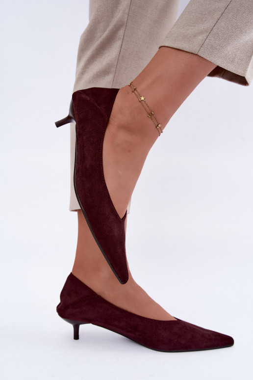 Schuhe mit niedrigem Absatz in bordeauxfarbener Farbe Joresta