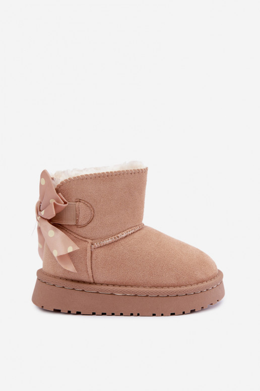 Kinder-Schneestiefel mit Schleifen in sandfarbener Farbe Įjungtavelle