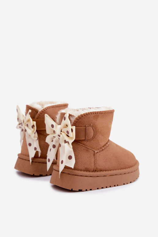 Kinder-Schneestiefel mit Schleifen in brauner Farbe Įjungtavelle