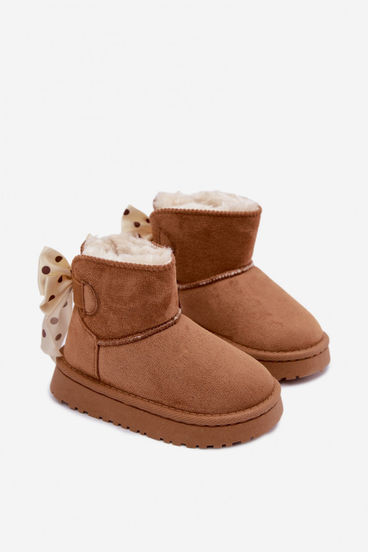Kinder-Schneestiefel mit Schleifen in brauner Farbe Įjungtavelle