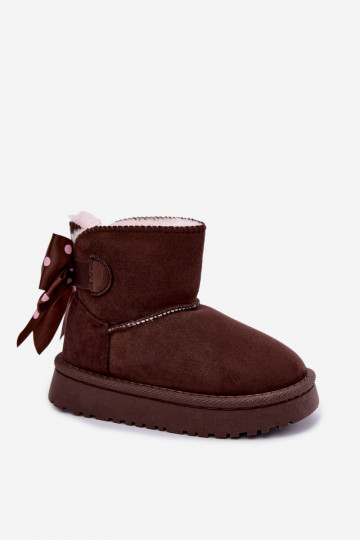 Kinder-Schneestiefel mit Schleifen in Schokoladenfarbe Įjungtavelle