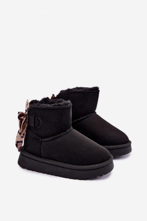 Kinder schwarze Schneestiefel mit Schleifen Velle