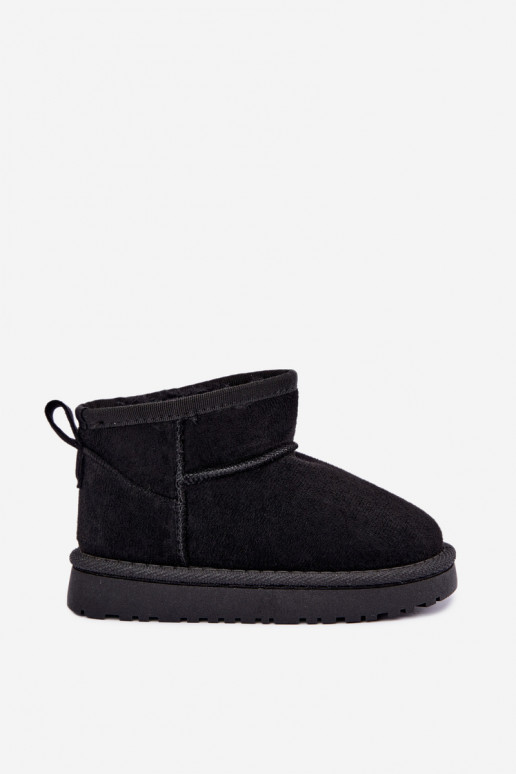 Kinder schwarze gefütterte Schneestiefel mit Fell innen Mireya