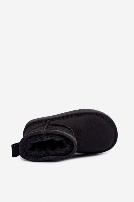 Kinder schwarze gefütterte Schneestiefel mit Fell innen Mireya
