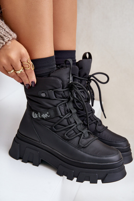 Schwarze Damen Schneestiefel Lee Cooper LCJ-24-47-3144