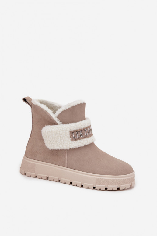 Graue Damen gefütterte Stiefeletten aus Kunstveloursleder Lee Cooper LCJ-25-01-3739