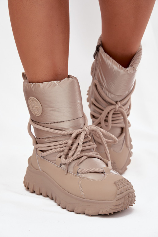 Beige und goldene Schneestiefel mit Plattform Lee Cooper LCJ-25-12-3663