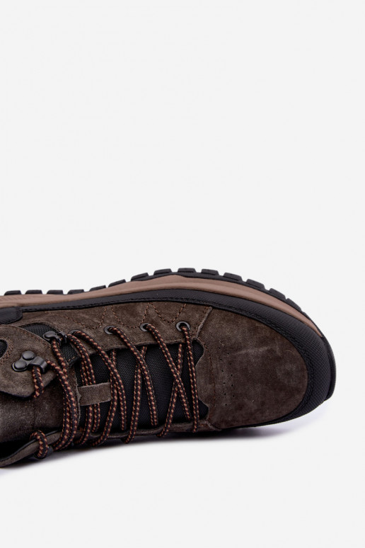 Dunkelbraune gefütterte Herrenstiefel aus Kunstveloursleder Big Star UU174248