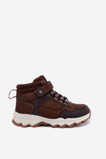 Dunkelbraune gefütterte Kinderstiefel mit Klettverschluss Big Star UU374006 2