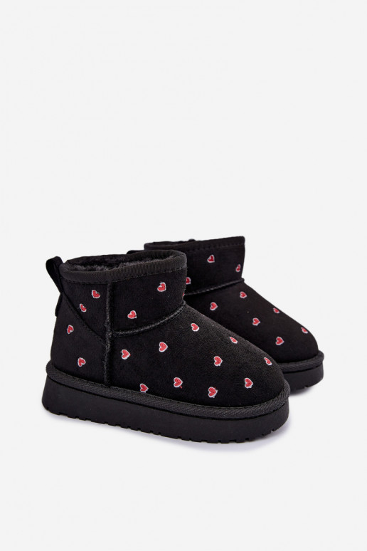 Kinder Schneestiefel mit Herzen in Schwarz Gracina