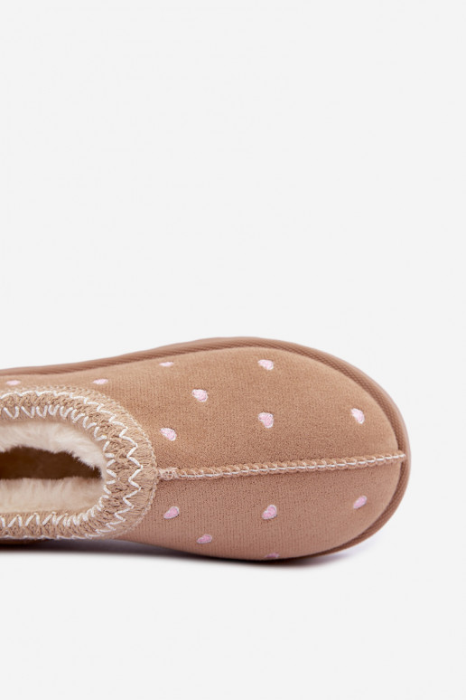 Kinder-Schneestiefel mit Herzen, mit Fell gefüttert, sandfarben Palina