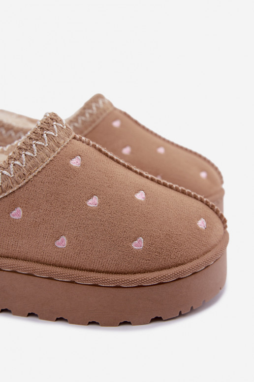 Kinder-Schneestiefel mit Herzen, mit Fell gefüttert, sandfarben Palina