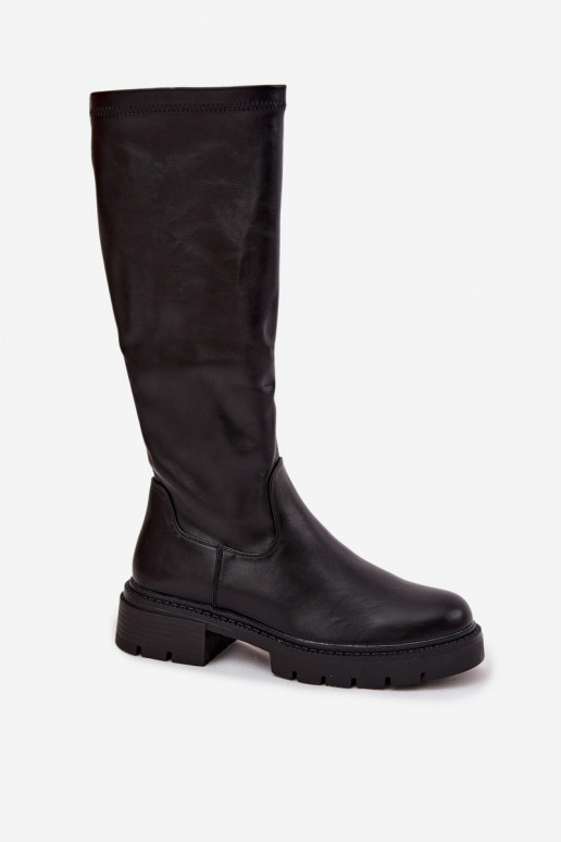 Damen Stiefel aus schwarzem Kunstleder Oceana