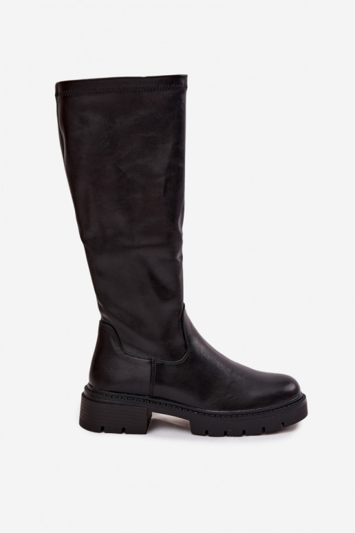Damen Stiefel aus schwarzem Kunstleder Oceana