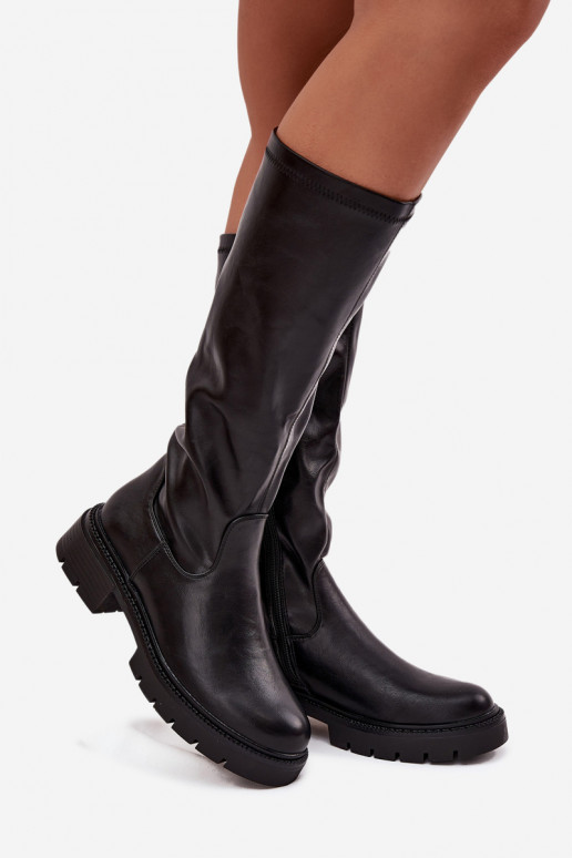 Damen Stiefel aus schwarzem Kunstleder Oceana
