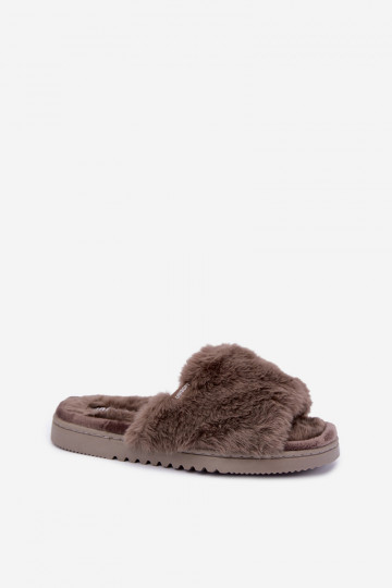 Hausschuhe Feminin mit Pelzmantel graue Farbe Loraline