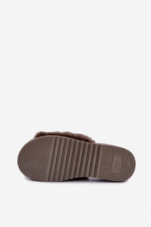 Damen Hausschuhe mit Fell in Grau Loraline