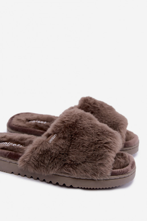 Damen Hausschuhe mit Fell in Grau Loraline