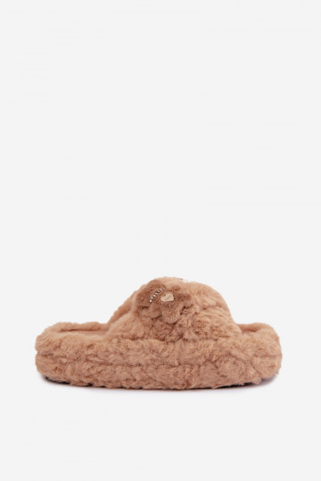 mit Pelzmantel Hausschuhe mit schönen Details Beige Jesselle 2