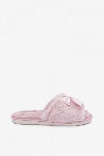 mit Pelzmantel Hausschuhe mit Bändern pinke Farbe Fiamelle 2