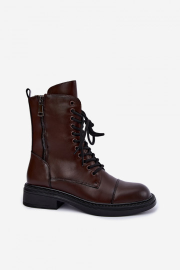 isolierte Stiefeletten aus schokoladenbraunem Kunstleder Vinceza 86443
