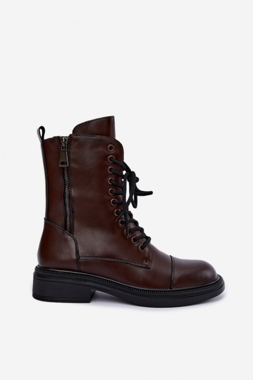 isolierte Stiefeletten aus schokoladenbraunem Kunstleder Vinceza 86443