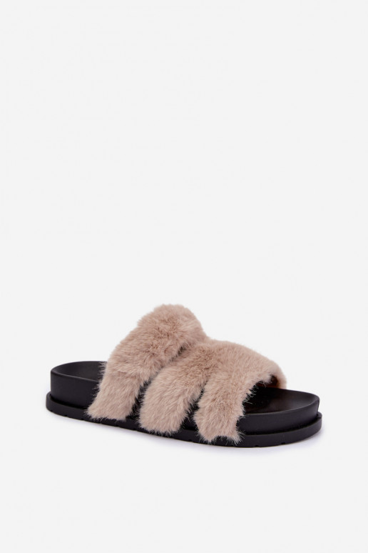 Hausschuhe mit Fell in Sand Talisette